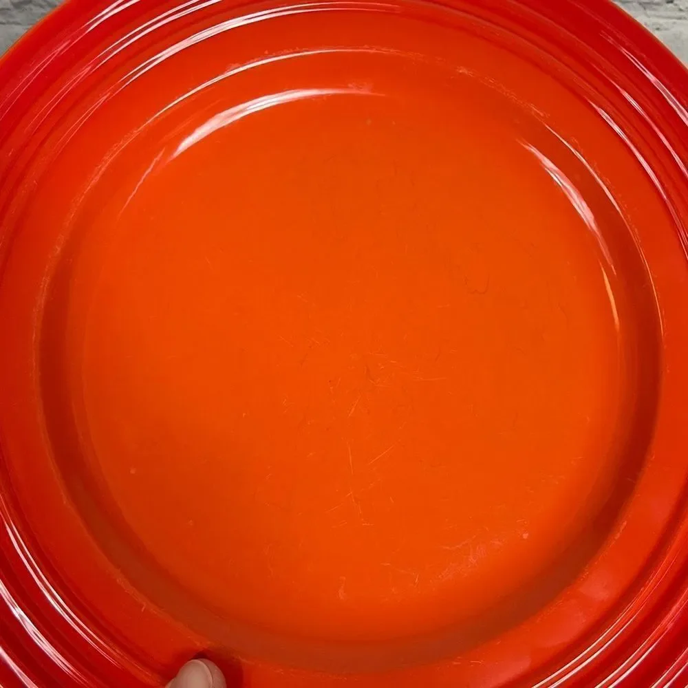 E- Le Creuset 12 inch Flame Volcanic Orange dinner plate extra large